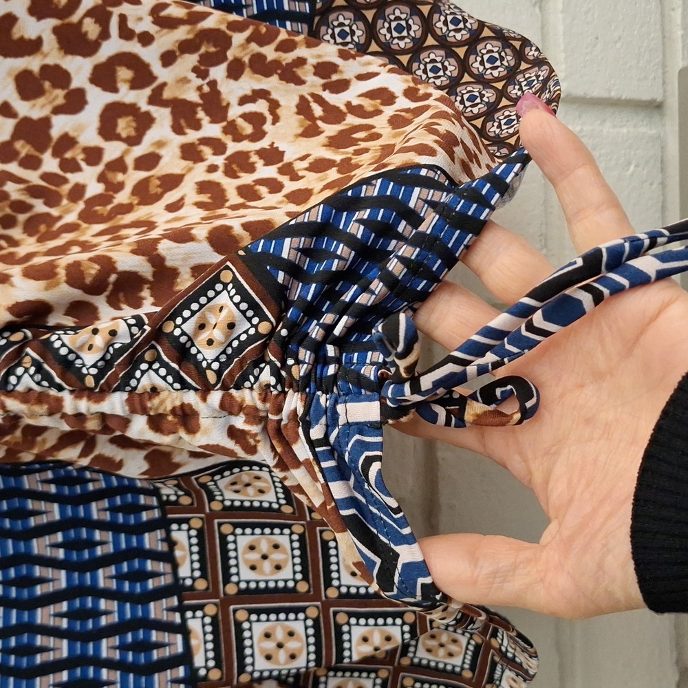 Cato Multicolor V-Neck Patchwork Soft & Stretchy … - image 4